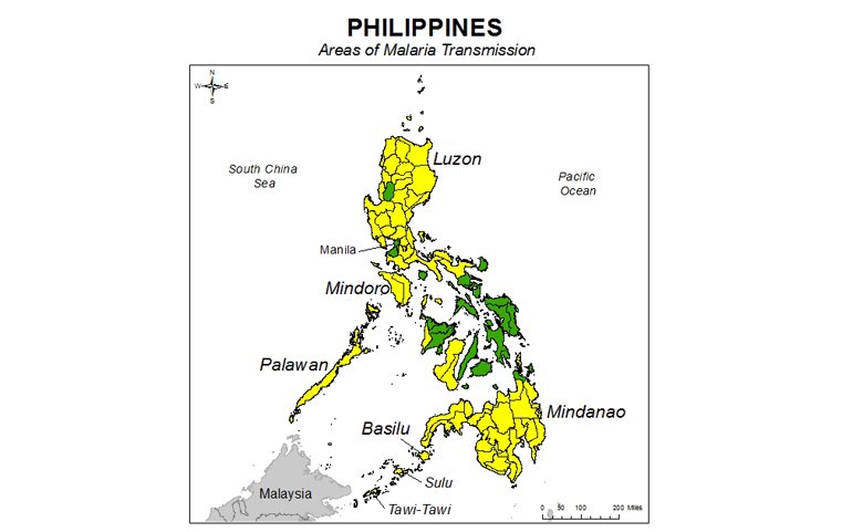 Maliarijos žepėlapis Filipinuose